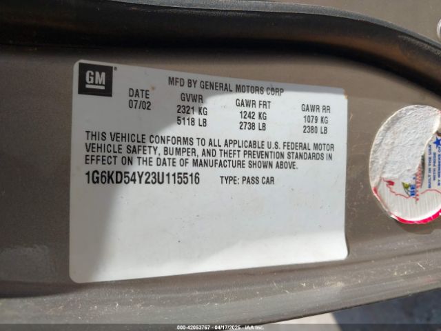2003 CADILLAC DEVILLE 1G6KD54Y23U115516 Photo 8