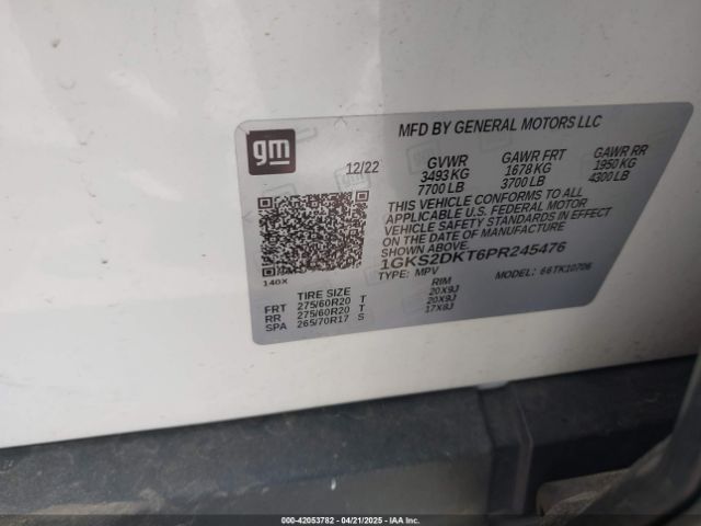 1GKS2DKT6PR245476 GMC Yukon 4wd Denali