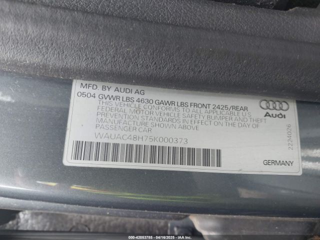 2005 AUDI A4 WAUAC48H75K000373 Photo 8