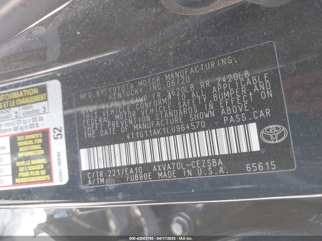 4T1G11AK1LU964570 Toyota CAMRY SE