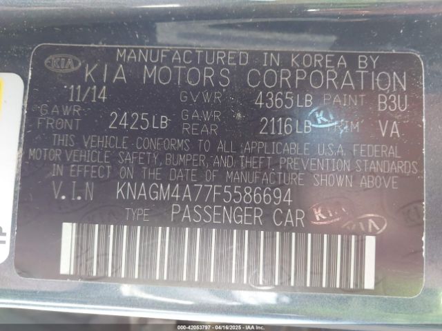 KNAGM4A77F5586694 KIA Optima Lx