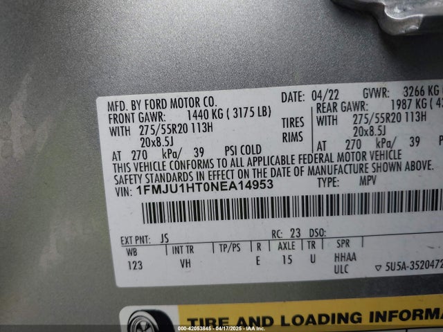 1FMJU1HT0NEA14953 Ford Expedition Xlt