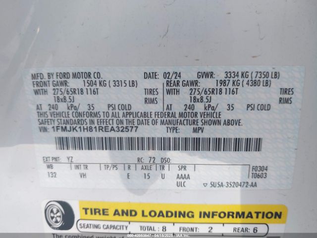 1FMJK1H81REA32577 Ford Expedition Xlt Max