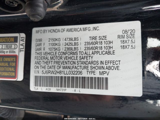 2020 HONDA CR-V 5J6RW2H81LL032206 Photo 8