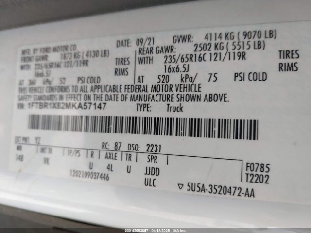 1FTBR1X82MKA57147 Ford Transit-250