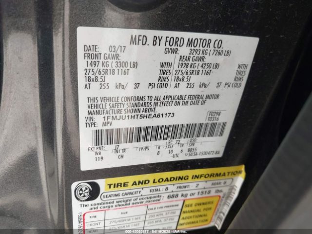 1FMJU1HT5HEA61173 Ford Expedition Xlt
