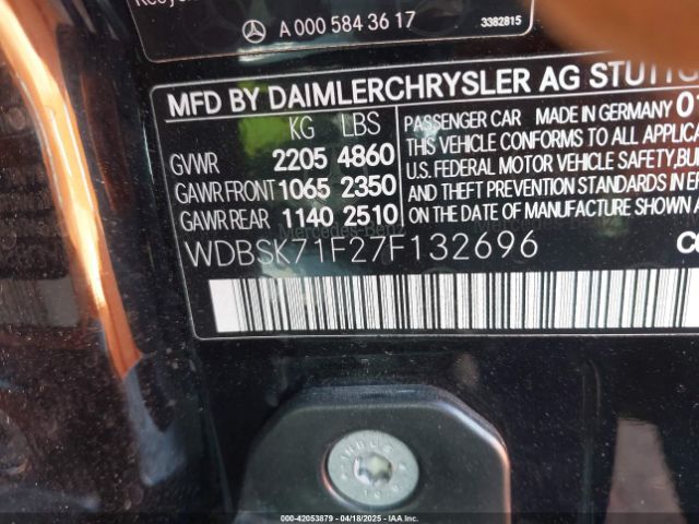 2007 MERCEDES-BENZ SL 550 WDBSK71F27F132696 Photo 8