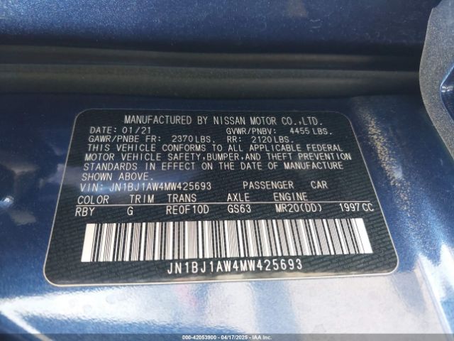 JN1BJ1AW4MW425693 Nissan Rogue Sport S Awd Xtronic Cvt