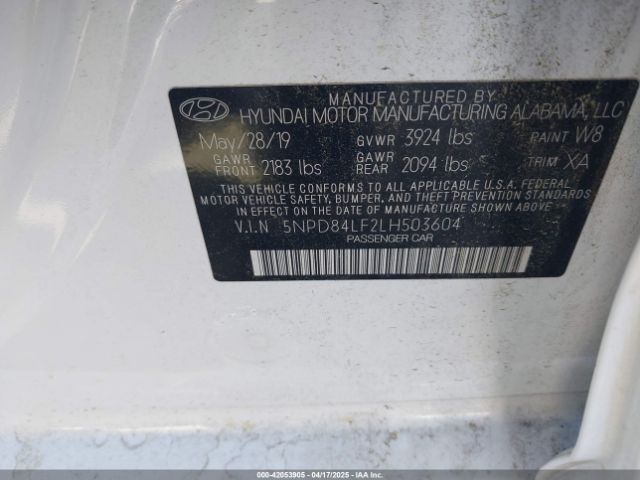 5NPD84LF2LH503604 Hyundai ELANTRA SEL