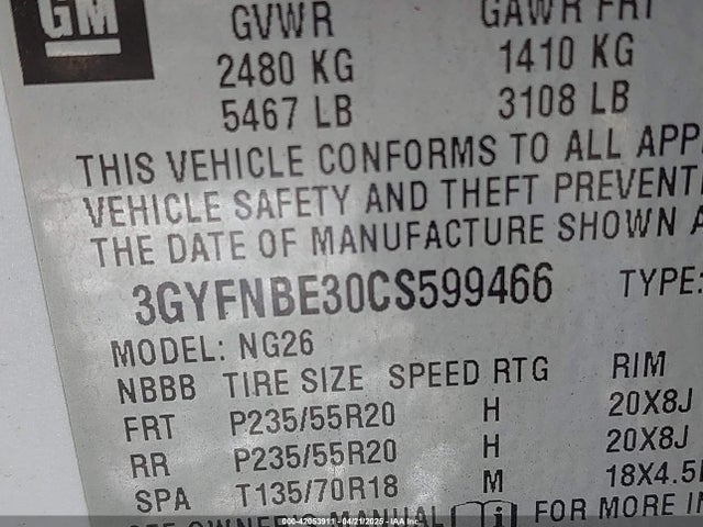 2012 CADILLAC SRX 3GYFNBE30CS599466 Photo 8
