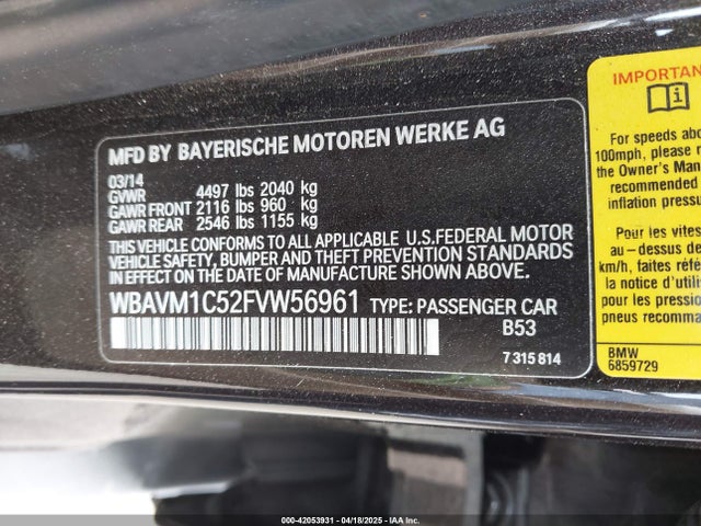 WBAVM1C52FVW56961 BMW X1 Sdrive28i