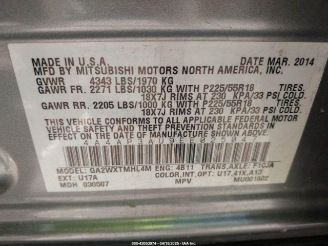 2014 MITSUBISHI OUTLANDER SPORT 4A4AP3AU9EE025047 Photo 8