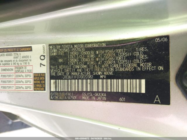 2007 TOYOTA FJ CRUISER JTEBU11F070022382 Photo 8