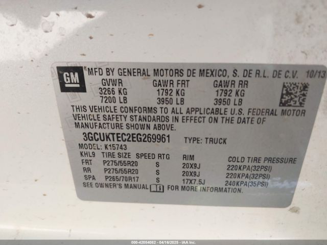3GCUKTEC2EG269961 Chevrolet Silverado 1500 High Country