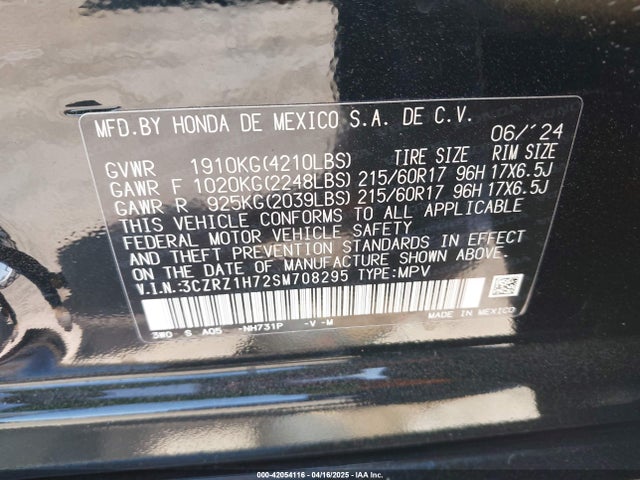 3CZRZ1H72SM708295 Honda k20z5