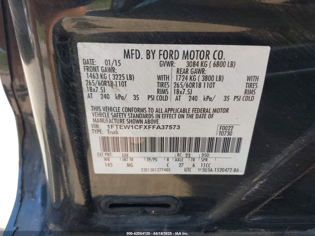 Ford F-150 Xlt 2015 1FTEW1CFXFFA37573 Image 9