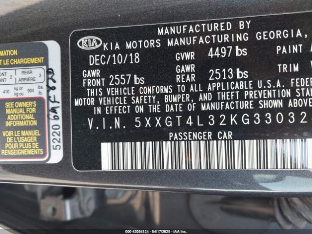 5XXGT4L32KG330324 KIA Optima Lx