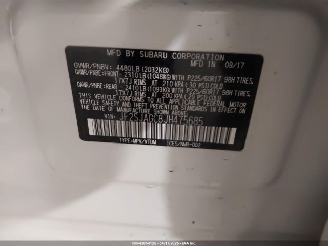 JF2SJAGC8JH475685 Subaru Forester 2.5i Premium