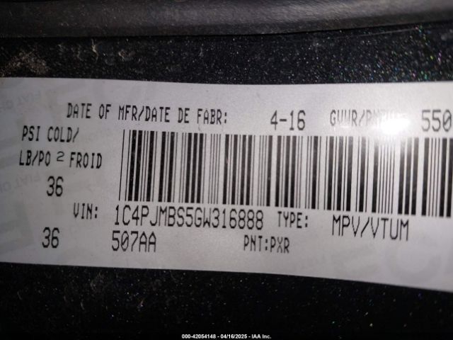 1C4PJMBS5GW316888 Jeep Cherokee Trailhawk