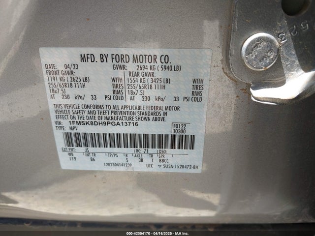 1FMSK8DH9PGA13716 Ford ti-vct