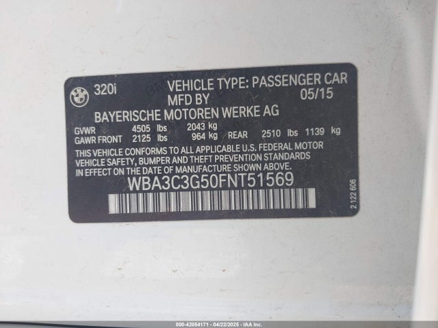 WBA3C3G50FNT51569 BMW 320i Xdrive