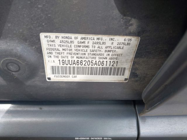 2005 ACURA TL 19UUA66205A061121 Photo 8