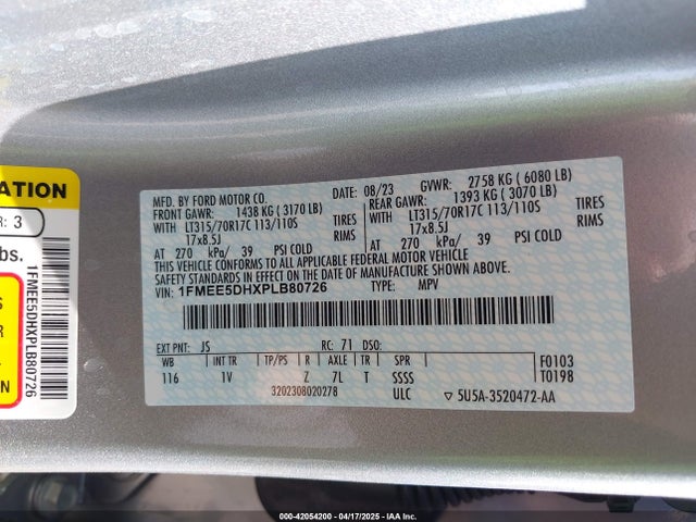 1FMEE5DHXPLB80726 Ford ecoboost