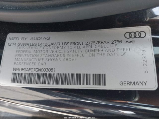 WAUFGAFC7GN003081 Audi A6 3.0t Premium Plus