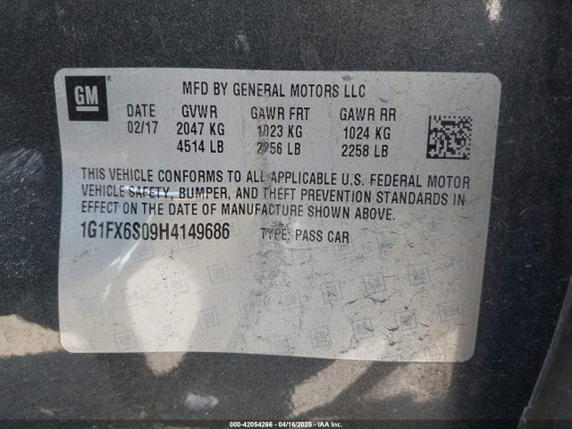 1G1FX6S09H4149686 Chevrolet Bolt Ev Premier