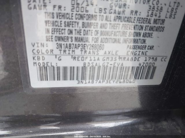 3N1AB7AP3EY268060 Nissan SENTRA SL