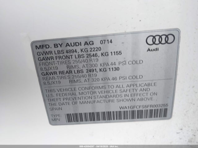 2015 AUDI Q3 WA1GFCFS5FR003255 Photo 8
