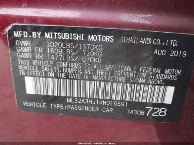 2019 MITSUBISHI MIRAGE ML32A3HJ1KH016591 Photo 8