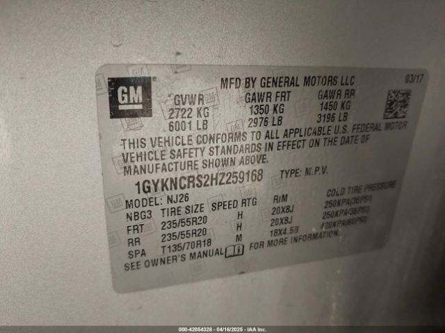 2017 CADILLAC XT5 1GYKNCRS2HZ259168 Photo 8