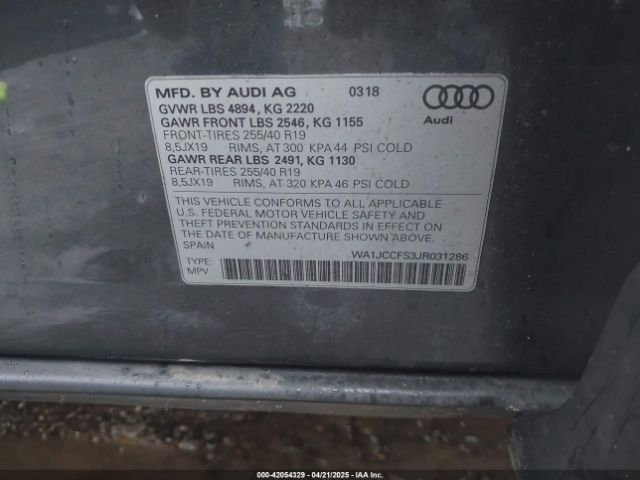 WA1JCCFS3JR031286 Audi Q3 2.0t Premium/2.0t Sport Premium