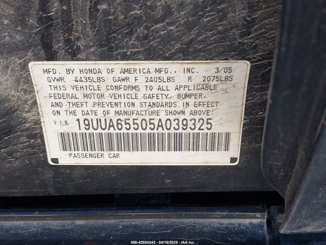 2005 ACURA TL 19UUA65505A039325 Photo 8