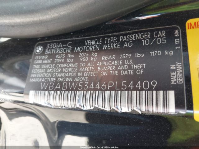 2006 BMW 330CI WBABW53446PL54409 Photo 8