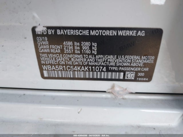 WBA5R1C54KAK11074 BMW 330I