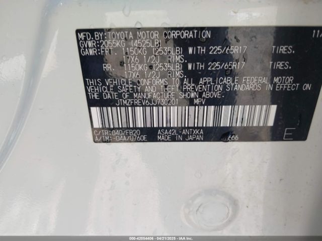 JTMZFREV6JJ730201 Toyota RAV4 LE