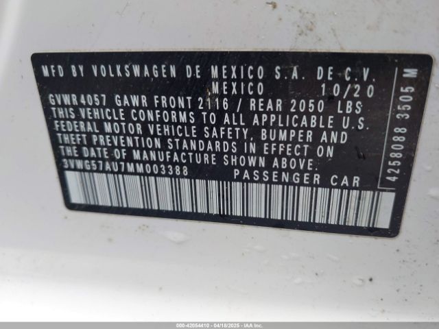 2021 VOLKSWAGEN GOLF 3VWG57AU7MM003388 Photo 8