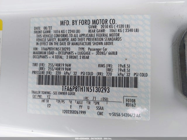 Ford Mustang Ecoboost Premium Fastback 2022 1FA6P8TH1N5130293 Image 9