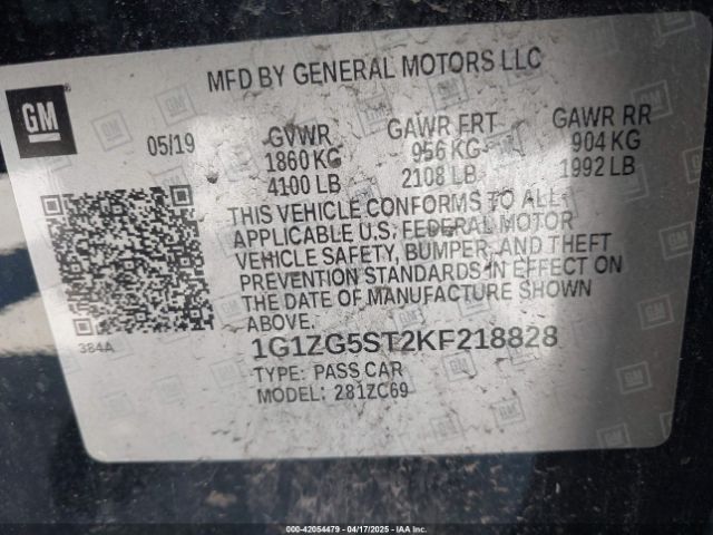 2019 CHEVROLET MALIBU 1G1ZG5ST2KF218828 Photo 8