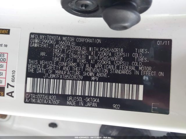 2011 LEXUS GX 460 JTJBM7FX1B5028239 Photo 8