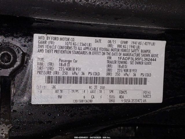 1FADP3L95FL362444 Ford FOCUS ST