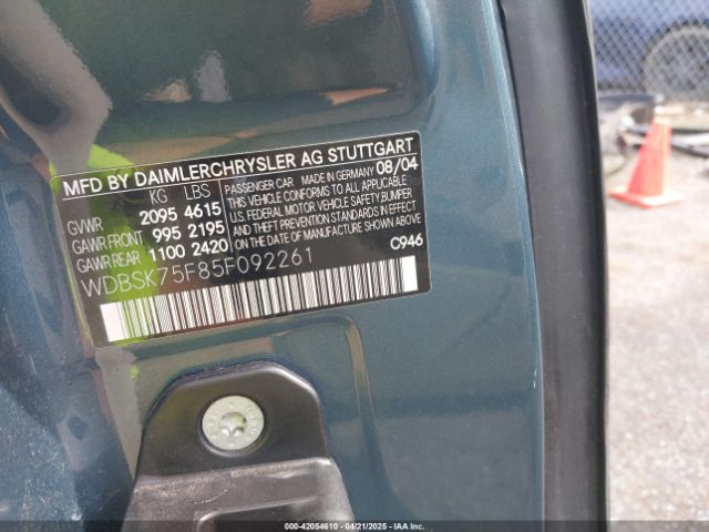 2005 MERCEDES-BENZ SL 500 WDBSK75F85F092261 Photo 8