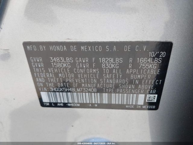 3HGGK5H48LM732408 Honda FIT LX