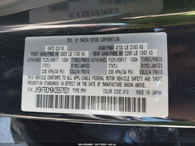 JM3KFBCM9K0597631 Mazda Cx-5 Touring