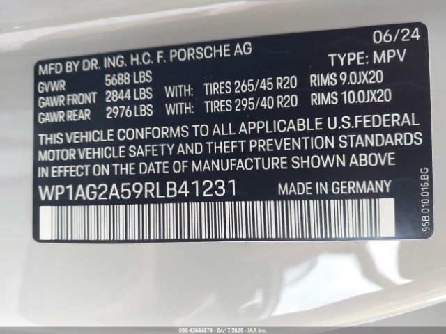 WP1AG2A59RLB41231 Porsche MACAN S
