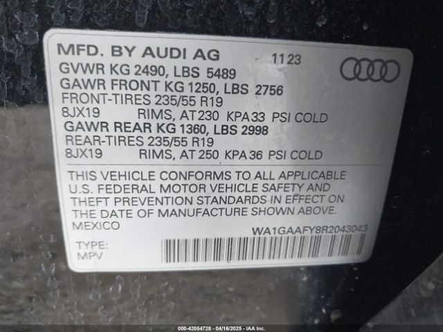 WA1GAAFY8R2043043 Audi Q5 Premium 45 Tfsi S Line Quattro