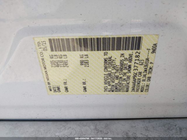 1N4AA6AP9GC377182 Nissan Maxima 3.5 Sr