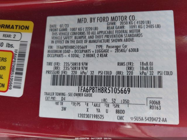 1FA6P8TH8R5105669 Ford Mustang Ecoboost Premium Fastback